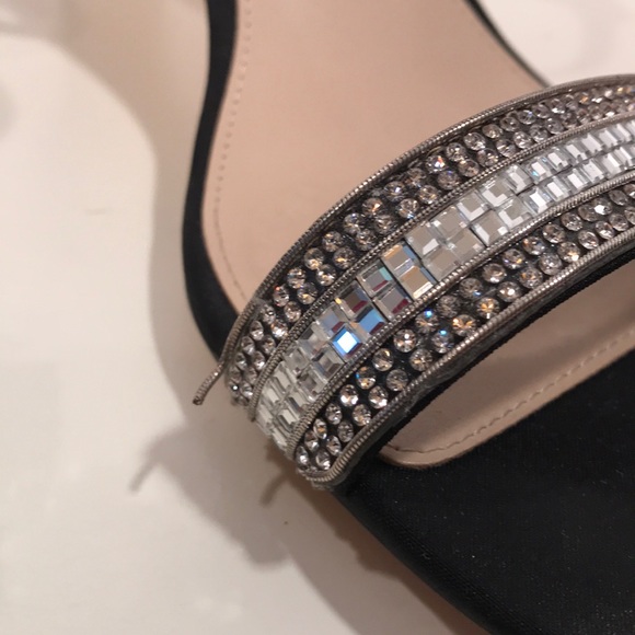 Nina Black Sandals With Rhinestone Front Size 9.5 - Picture 6 of 8